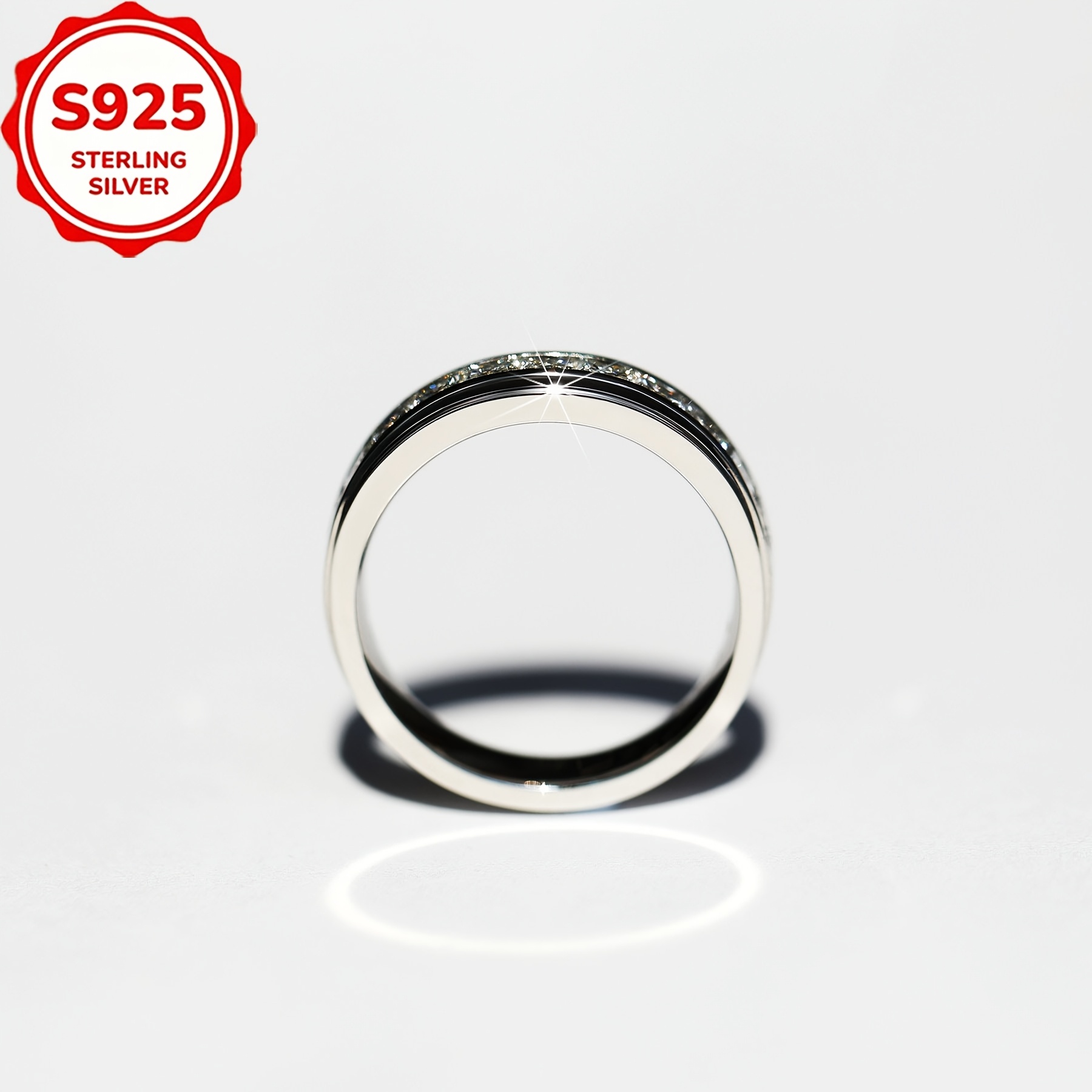 Women's S925 Silver Rotatable Square Zirconia Band Ring